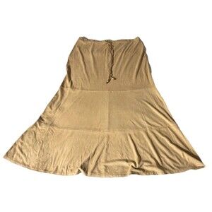 Giorgio Fiorlini Collection Tan A-Line Midi Skirt Size 14 Pull On Zipper